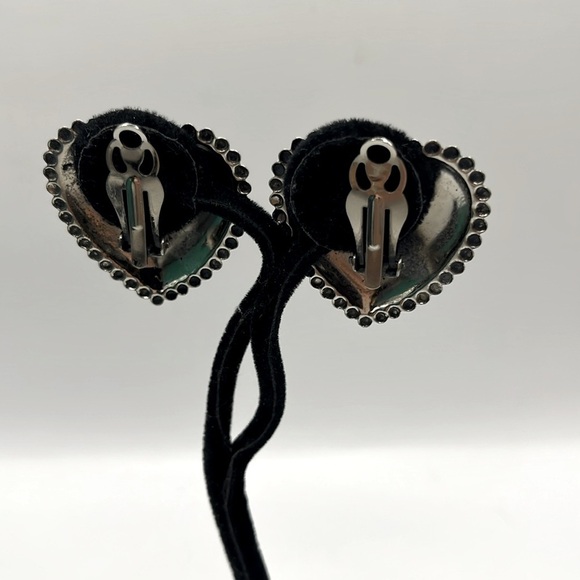 Heart Large Chunky Clip on Earrings Lightweight Silver Tone Love - Picture 5 of 12